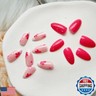 Almond Press on Nails Short French Fake Nails with Glue Summer Glue on Nails with Flower Design White French Tip Acrylic Nails Press on Pink Full Cover Artificial Nails Stick on Nails for Women 24PCS