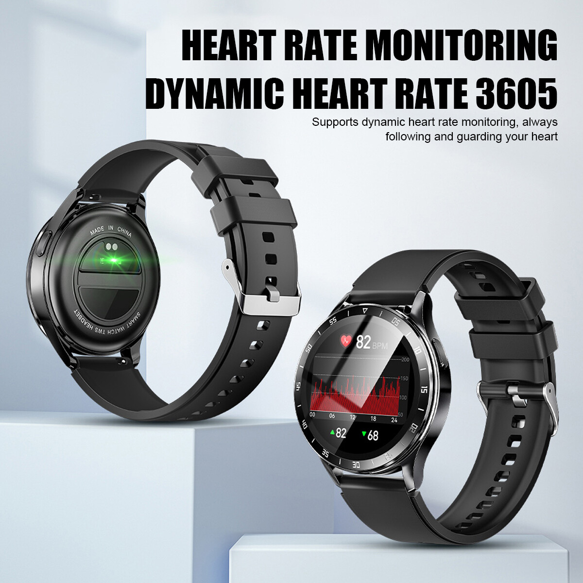 Smart Watch with Earbuds Men Smartwatch 2 in 1 Wireless Headset For iOS Android