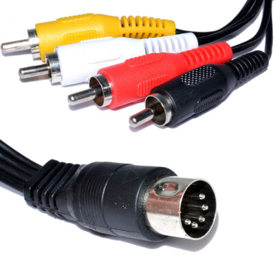 5FT TV AV Audio Video DIN RCA Cable For Commodore 64 Atari TI-99/4A Spectravideo
