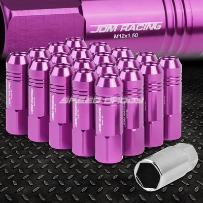 НАБОР ГАЕК JDM С ОТКРЫТЫМ КОНЦОМ ИЗ АЛЮМИНИЯ ФИОЛЕТОВОГО ЦВЕТА С 20 НАКОНЕЧНИКАМИ + АДАПТЕР M12X1.5 ДИАМЕТРОМ 20 ММ / ВЫСОТОЙ 60 ММ