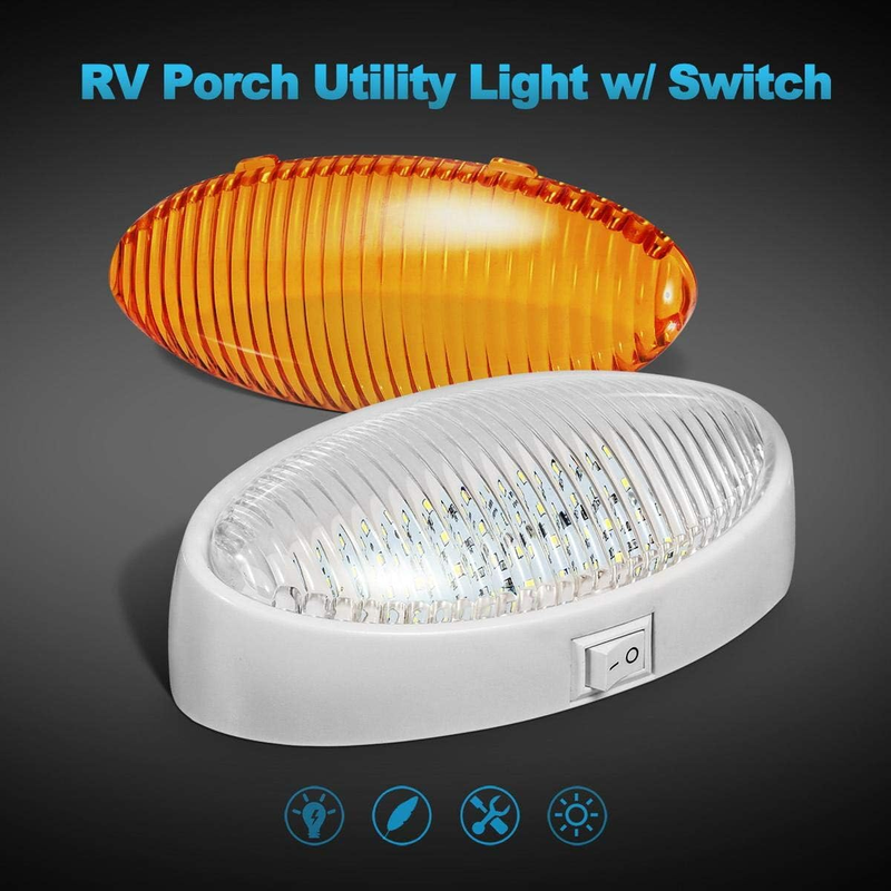 Oval LED RV Exterior Porch Utility Light with Switch 12v Replacement Light for R