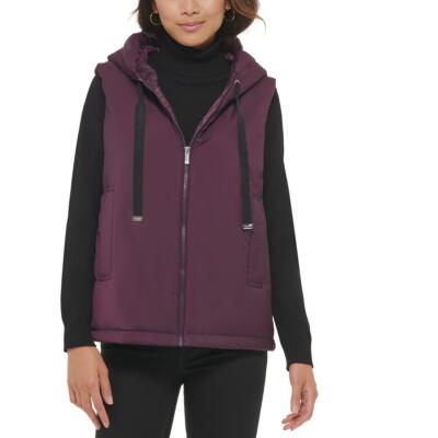 Calvin Klein Womens Purple Puffer Hooded Warm Vest M BHFO 6008