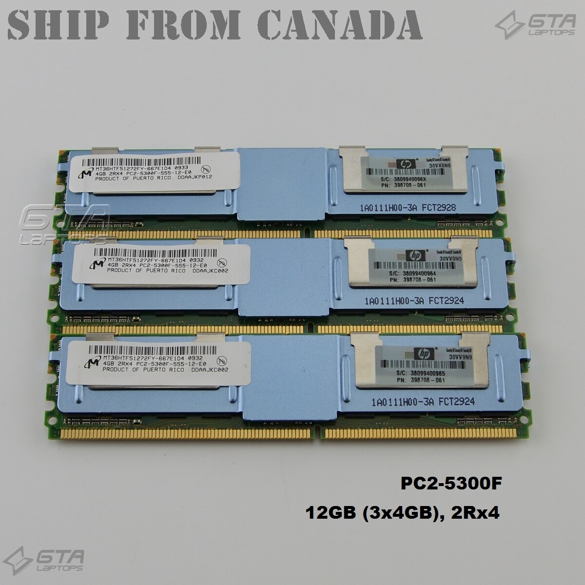 12GB (3x4GB) Micron Server Memory Ram 2Rx4 PC2-5300F MT36HTF51272FY