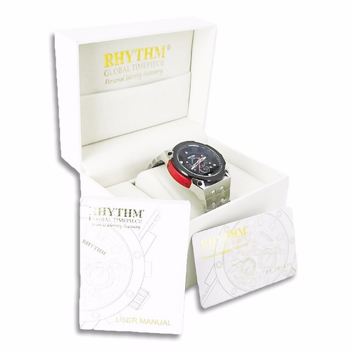 Pre-owned Rhythm I1501s01 Men's Chronograph Watch 45x51mm Stainless Steel Case 10 Atm