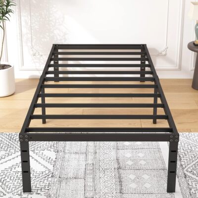 Heavy Duty 18'' Twin Size Metal Bed Frame Sturdy Steel Platform Slat Support