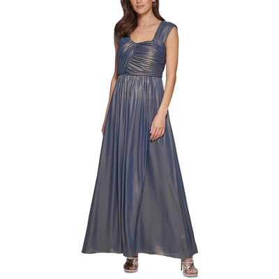 

DKNY Женское синее вечернее платье с блестками и рюшами  BHFO 4716, Denim/gold