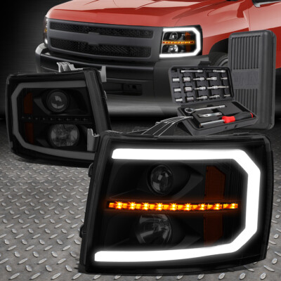 ДЛЯ 07-14 SILVERADO LED DRL ПОСЛЕДОВАТЕЛЬНАЯ ФАРА ПРОЕКТОРА С ДЫМЧАТЫМ ЯНТАРЕМ + НАБОР ИНСТРУМЕНТОВ
