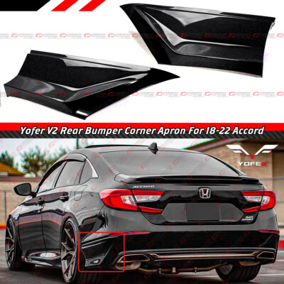 FOR 18-2022 HONDA ACCORD YOFER V2 GLOSS BLACK REAR BUMPER SIDE CORNER APRON SPAT