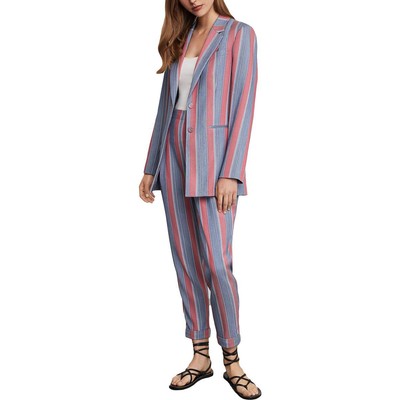 

BCBGMAXAZRIA Женские синие брюки в полоску с высокой посадкой до щиколотки  BHFO 7566, Blue combo, EAW2209259