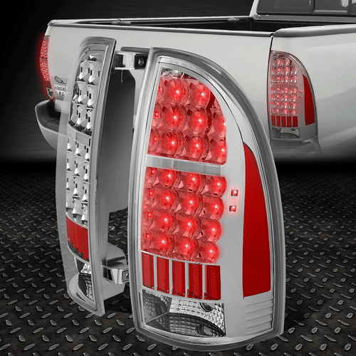 [ПОЛНЫЙ СВЕТОДИОД] ДЛЯ 05-15 TOYOTA TACOMA ХРОМИРОВАННЫЙ КОРПУС ЗАДНЕГО ФОНАРЯ ТОРМОЗНЫЕ СТОЯНОЧНЫЕ ФОНАРИ