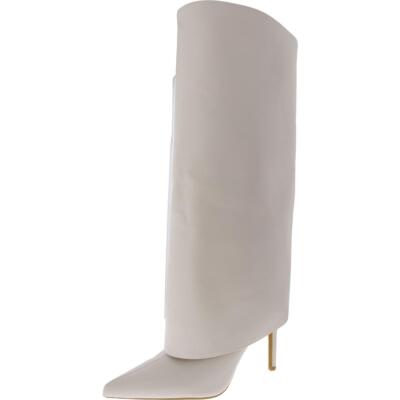 INC Womens White Faux Leather Knee-High Boots Shoes 8.5 Medium (B,M) BHFO 6287