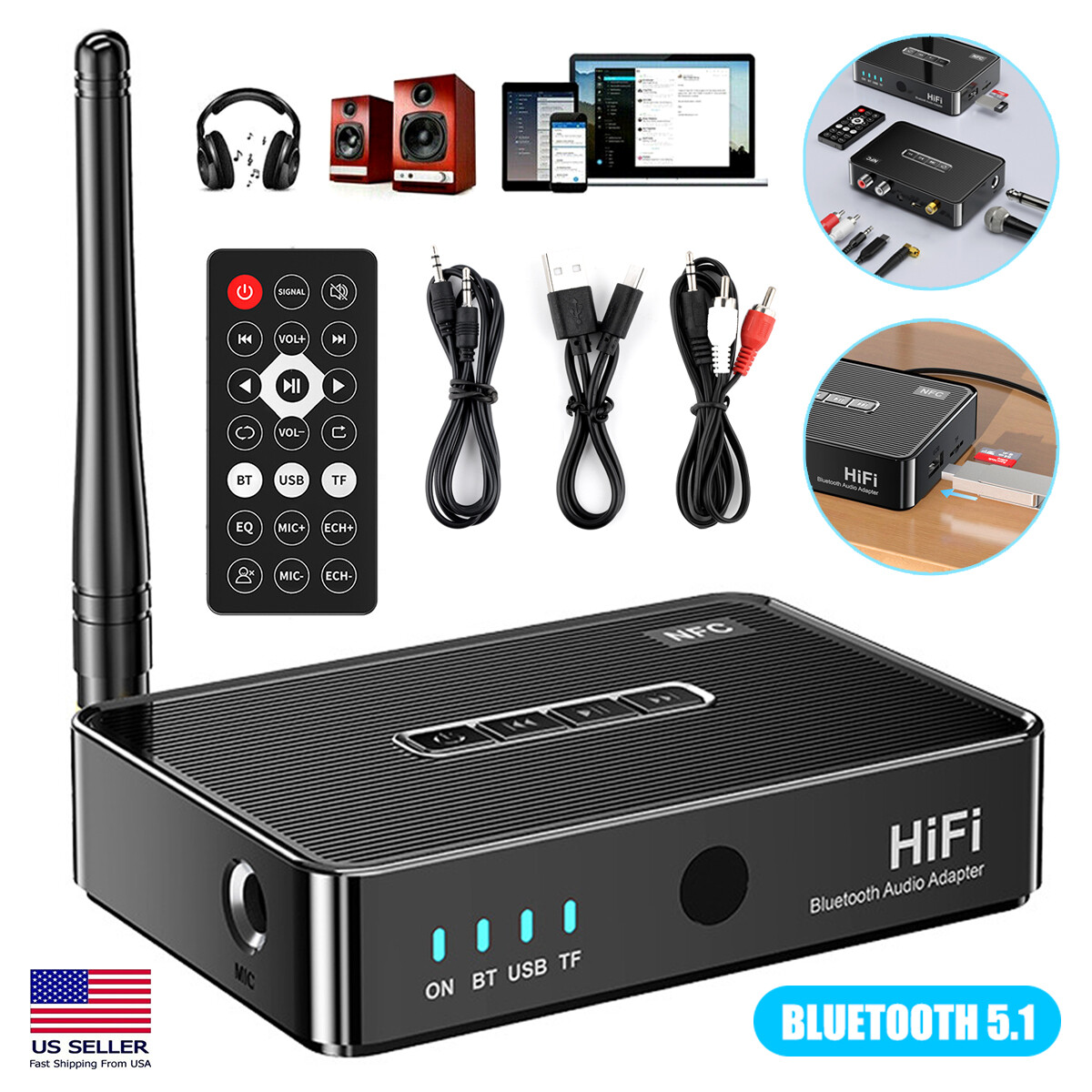 Bluetooth 5.1 Transmitter Receiver Long Range For TV Home St