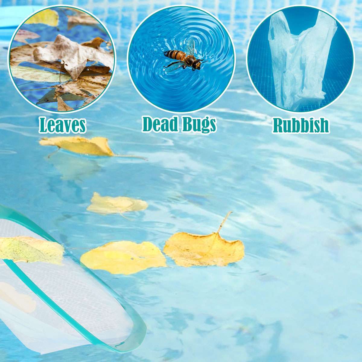 Heavy Duty Pool Skimmer Leaf Rake Net Cleaning Swimming Pool Fine Mesh Netting