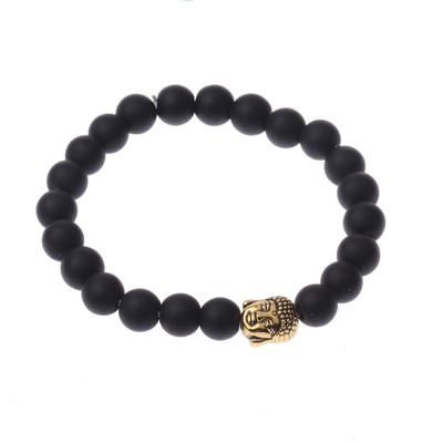 Healing Agate Bracelets Stone Beaded Buddha Head Hip Hop Bracelet for Men Women