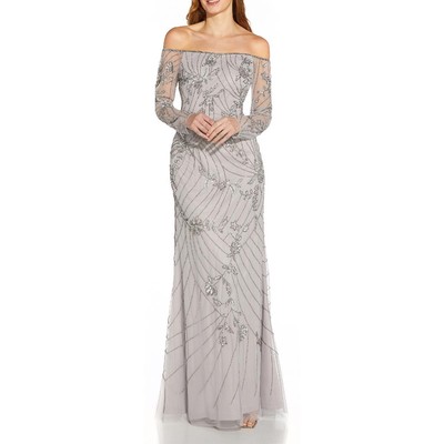 

Женское вечернее платье макси для выпускного вечера Adrianna Papell Burnout BHFO 0433, Bridal silver