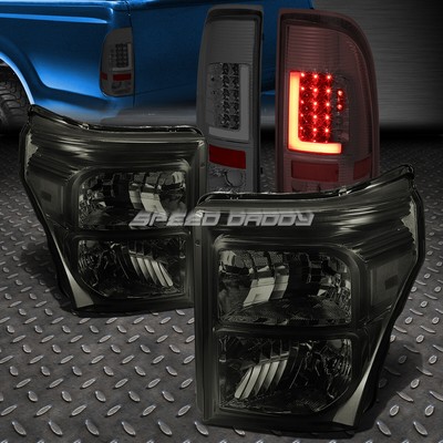 ЧЕТЫРЕХЪЯДЕРНАЯ ФАРА SMOKED CLEAR + 3D L-ОБРАЗНЫЙ СВЕТОДИОДНЫЙ ЗАДНИЙ ФОНАРЬ SMOKED ДЛЯ 11-16 SUPER DUTY