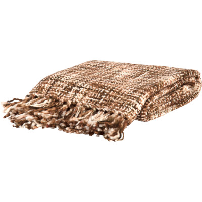 Danson Mill Woven Soft Thick Warm Acrylic Throw 60x50 Brown and White