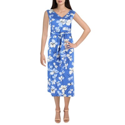 

Женское синее летнее платье миди с цветочным принтом Anne Klein  BHFO 1114, Blue lapis combo