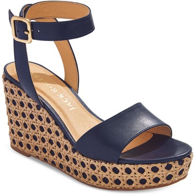 Синие босоножки на танкетке Jack Rogers женские Merrain Caning Wedge 10 Medium (B,M) 5144