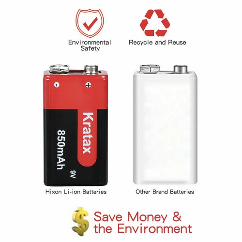 850mAh 9v rechargeable battery li-ion 9 Volt Lithium Batteries 6f22 9v block LOT