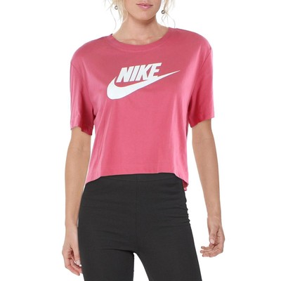 

Женский розовый хлопковый укороченный топ для фитнеса и йоги Nike  BHFO 9546, Dark pink