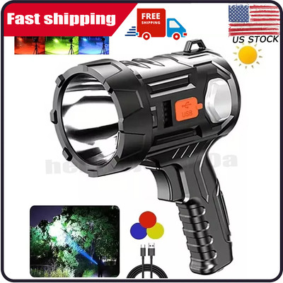 900000000LM Bright Solar/USB Rechargeable LED Spotlight Flashlight Searchlight