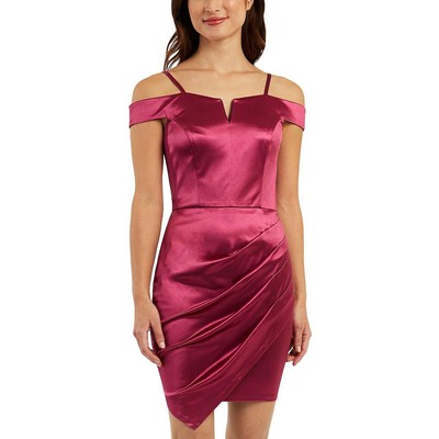 BCX Womens Pink Satin Asymmetrical Sheath Dress Juniors 13 BHFO 6636