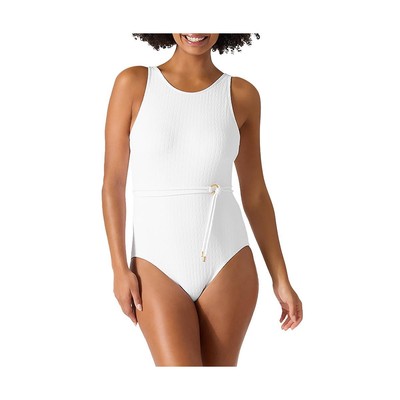 Белый цельный купальник Tommy Bahama Womens Cale Beach с высоким вырезом, 10 BHFO 0072