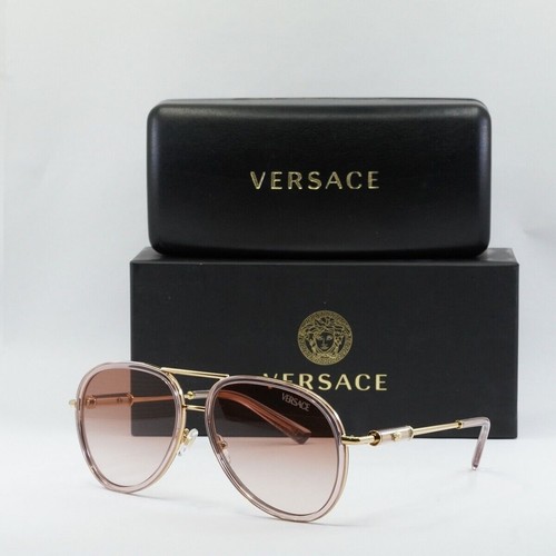 Pre-owned Versace Ve2260 100213 Brown Transparent/pink Gradient 60-16-140 Sunglasses