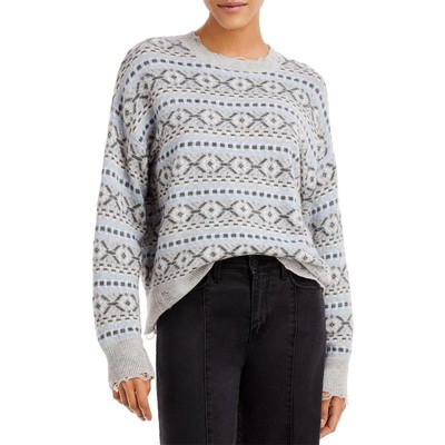 Женский серый кашемировый пуловер с принтом Aqua Cashmere, свитер-рубашка S BHFO 9004