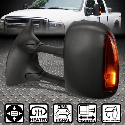 ДЛЯ 99-07 FORD SUPER DUTY С ЛЕВЫМ ПРИВОДОМ + ОБОГРЕВОМ + ЖЕЛТЫМ СВЕТОДИОДНЫМ СИГНАЛОМ БУКСИРОВОЧНОГО ЗЕРКАЛА ЗАДНЕГО ВИДА