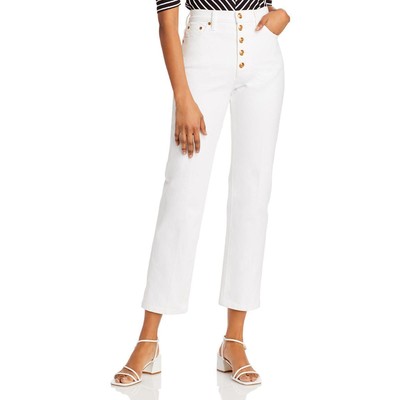 Женские белые джинсы прямого кроя с вышивкой на пуговицах Tory Burch 26 BHFO 9564