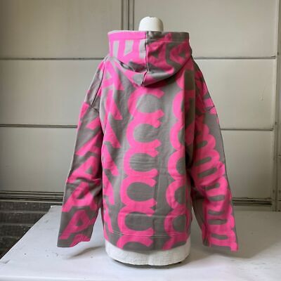 Pre-owned Marc Jacobs Monogram Oversized Hoodie Women's Size Xs Taupe Pink