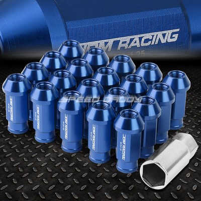 УНИВЕРСАЛЬНАЯ ГАЙКА JDM С ОТКРЫТЫМ КОНЦОМ СИНЕГО ЦВЕТА, 20 ГАЕК + СТОПОРНЫЙ КЛЮЧ M12X1.25, ДИАМЕТР 25 ММ / ВЫСОТА 50 ММ