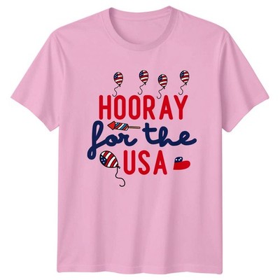 Hooray For The USA Fourth Of July Patriotic Herren T-Shirt Damen Tee Celebration
