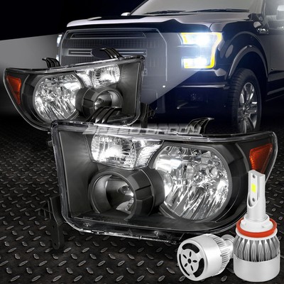 ЧЕРНЫЙ КОРПУС ФАРЫ С ЯНТАРНЫМ УГЛОМ НАКЛОНА + БЕЛЫЙ СВЕТОДИОД H8 HID с ВЕНТИЛЯТОРОМ ДЛЯ 07-13 TUNDRA