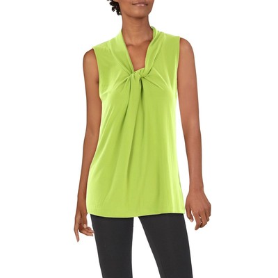 Kasper Womens Green Twist Front Sleeveless Tank Pullover Top Shirt XS BHFO 5782