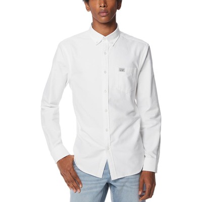 Мужская офисная рубашка на пуговицах Perry Ellis с белым воротником-стойкой XXL BHFO 3509