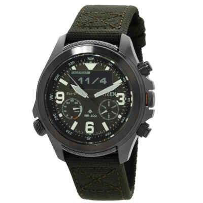 Pre-owned Citizen Promaster Land Analog-digital Green Dial Men's Watch Jv1005-02w