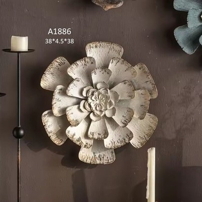 Wall Art 38cm Metal Flower Distressed Plaque White French Provincial