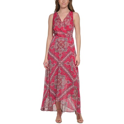 Tommy Hilfiger Womens Pink V Neck Paisley Long Maxi Dress 2 BHFO 2327