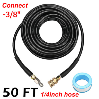 50FT High Pressure Power Washer Replacement Hose 3/8'' Quick Connection+Seal Tape