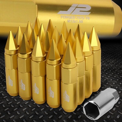 J2 ENGINEERING 7075 АЛЮМИНИЙ M12X1.5 20ШТ 90ММ ГАЙКА С ШИПАСТОЙ ГОЛОВКОЙ + ПЕРЕХОДНИК ЗОЛОТОЙ