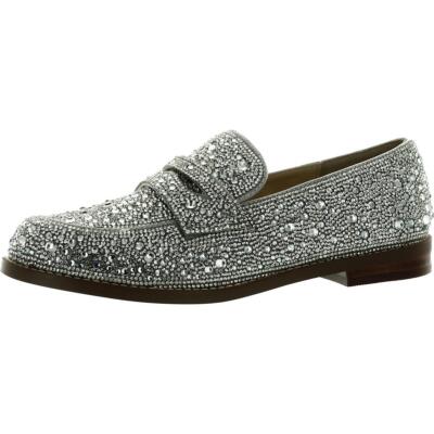 

Женские лоферы на плоской подошве Betsey Johnson Aron Silver 6 Medium (B,M) BHFO 5328, Rhinestone, Aron