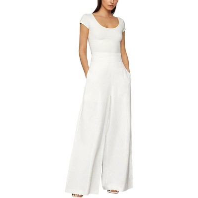 

BCBGMAXAZRIA Женские белые тканые широкие брюки с высокой талией  BHFO 9464, Optic white