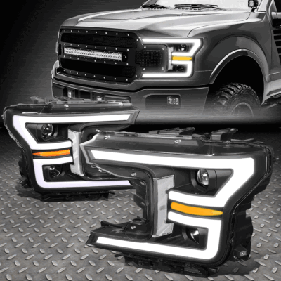 [LED DRL +ПОСЛЕДОВАТЕЛЬНЫЙ СИГНАЛ] ДЛЯ 18-20 ЧЕРНЫХ ПРОЗРАЧНЫХ ПРОЕКТОРНЫХ ФАР FORD F-150