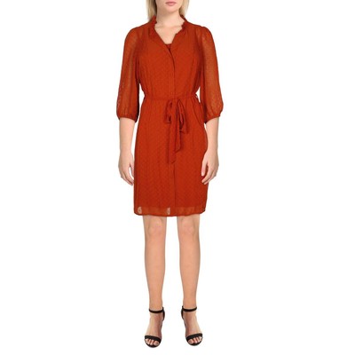 Nanette Nanette Lepore Womens Orange Chiffon Swiss Dot Shift Dress 12 BHFO 8865