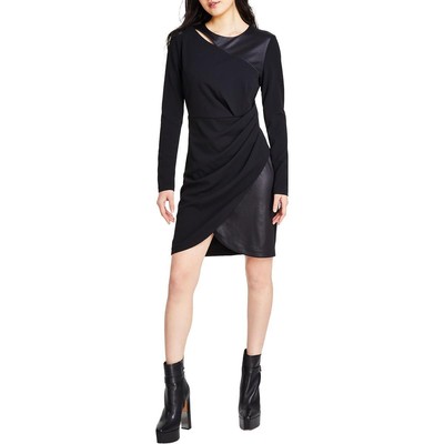 DKNY Womens Black Mixed Media Above Knee Cut Out Bodycon Dress 14 BHFO 0256