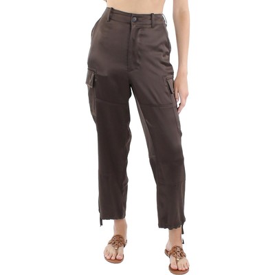 

Женские коричневые атласные брюки-карго Polo Ralph Lauren с карманами и галстуком до щиколотки  BHFO 4496, Dark beech, 211850751001