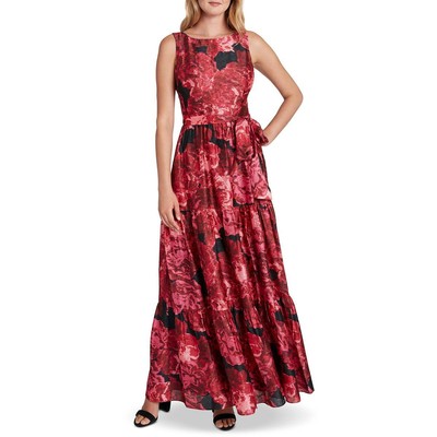 

Tahari ASL Женское красное длинное вечернее платье с цветочным принтом  BHFO 9115, Wild aster shimmer